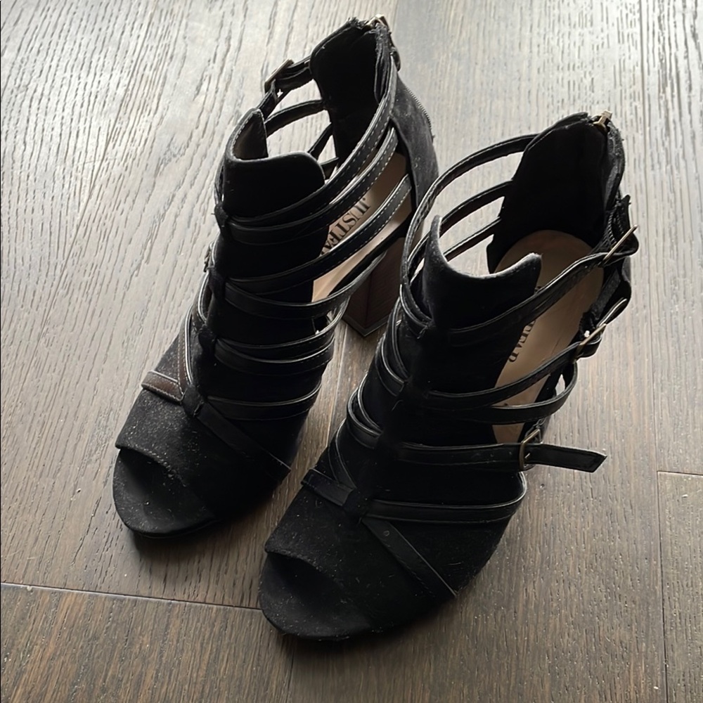 JustFab Black Strappy Heels